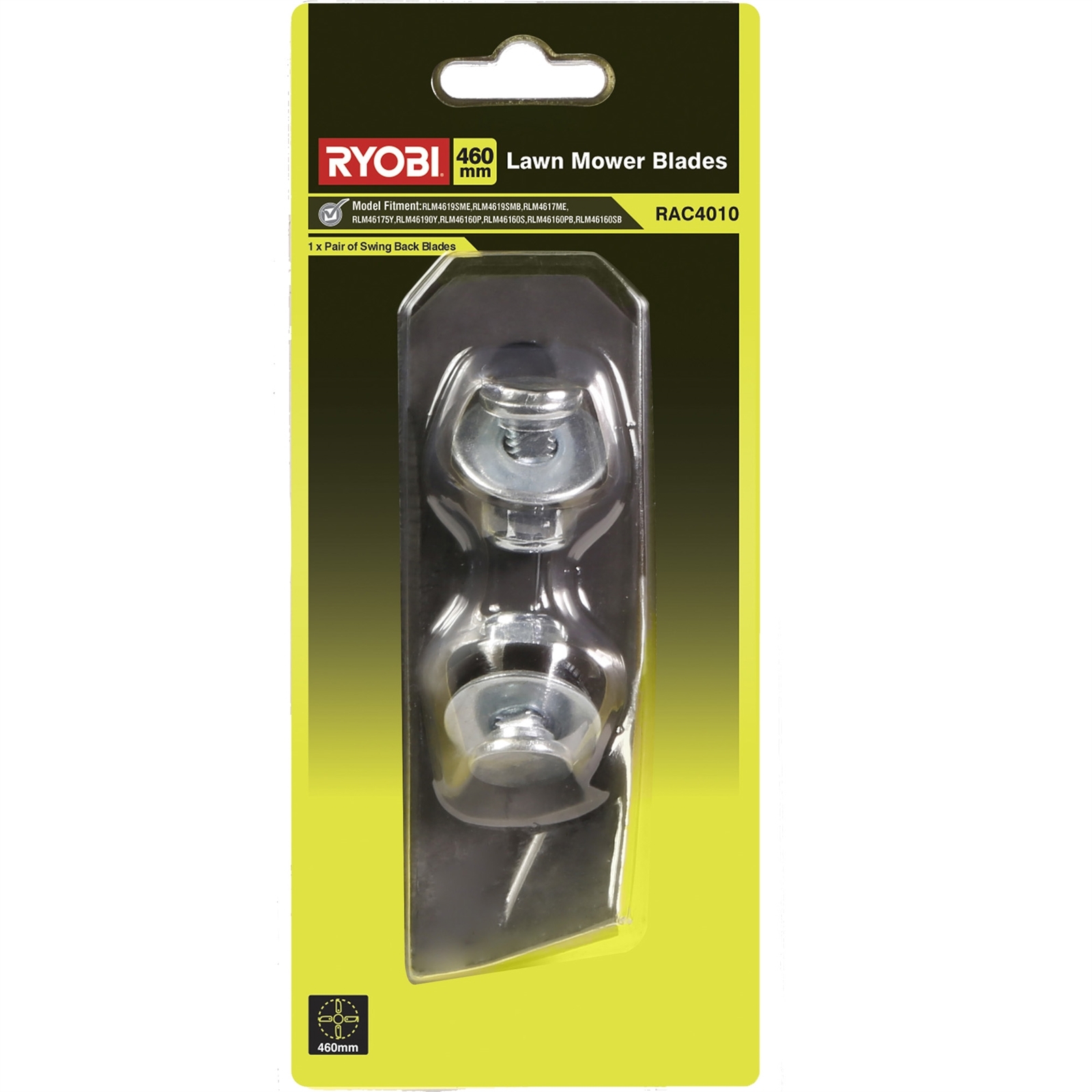 Ryobi Swing Back Lawn Mower Replacement Blades Nuts & Washers 2 Pcs